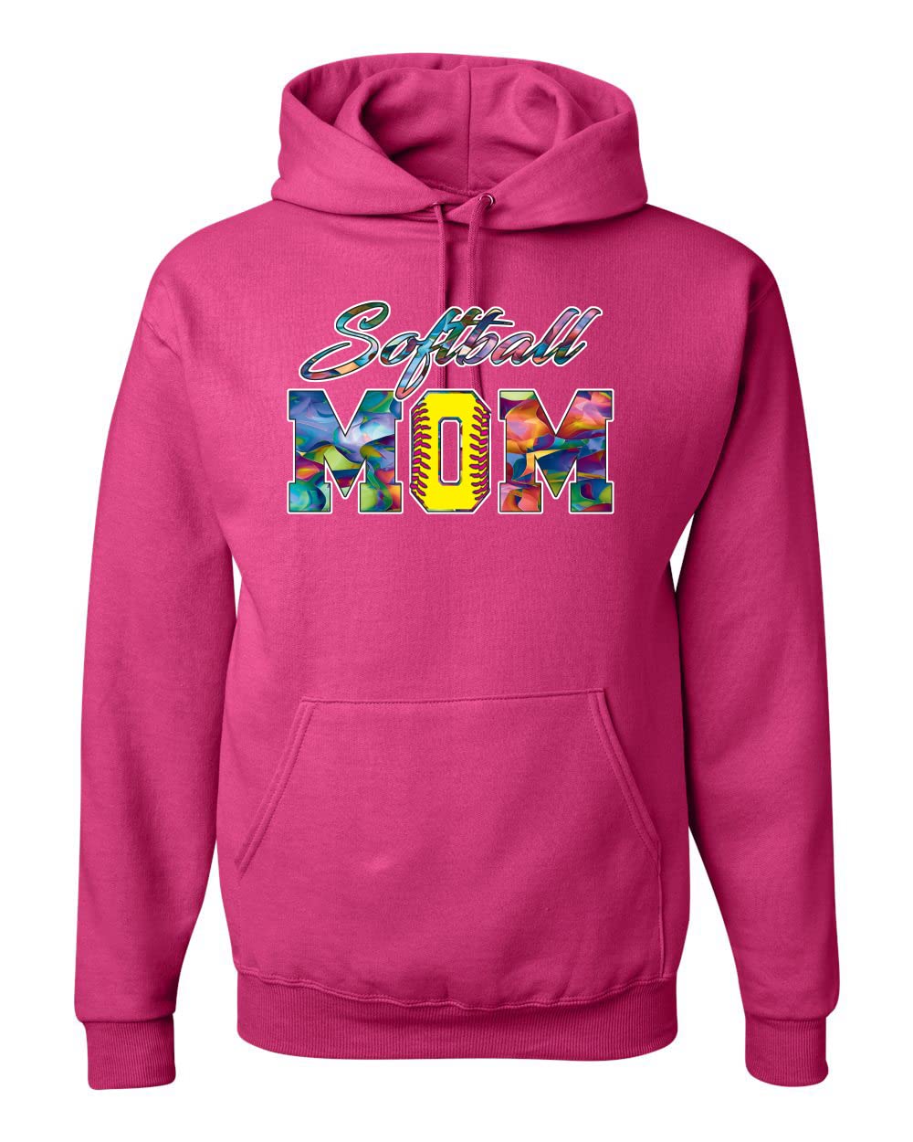 Wild Bobby Colorful Softball Mom Hoodie - Unisex Graphic Sweatshirt for Mother's Day Gifts, Team Sports & Casual Wear