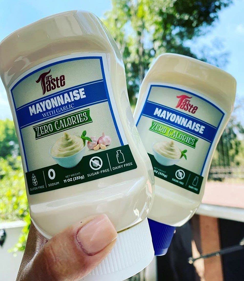 Mrs Taste Sugar Free Mayo with Garlic - Zero Calories, Zero Sodium, Zero Sugar, High Fiber, Keto & Paleo Friendly Condiment (11 oz) - Perfect for Salads, Sandwiches & Low-Carb Diets