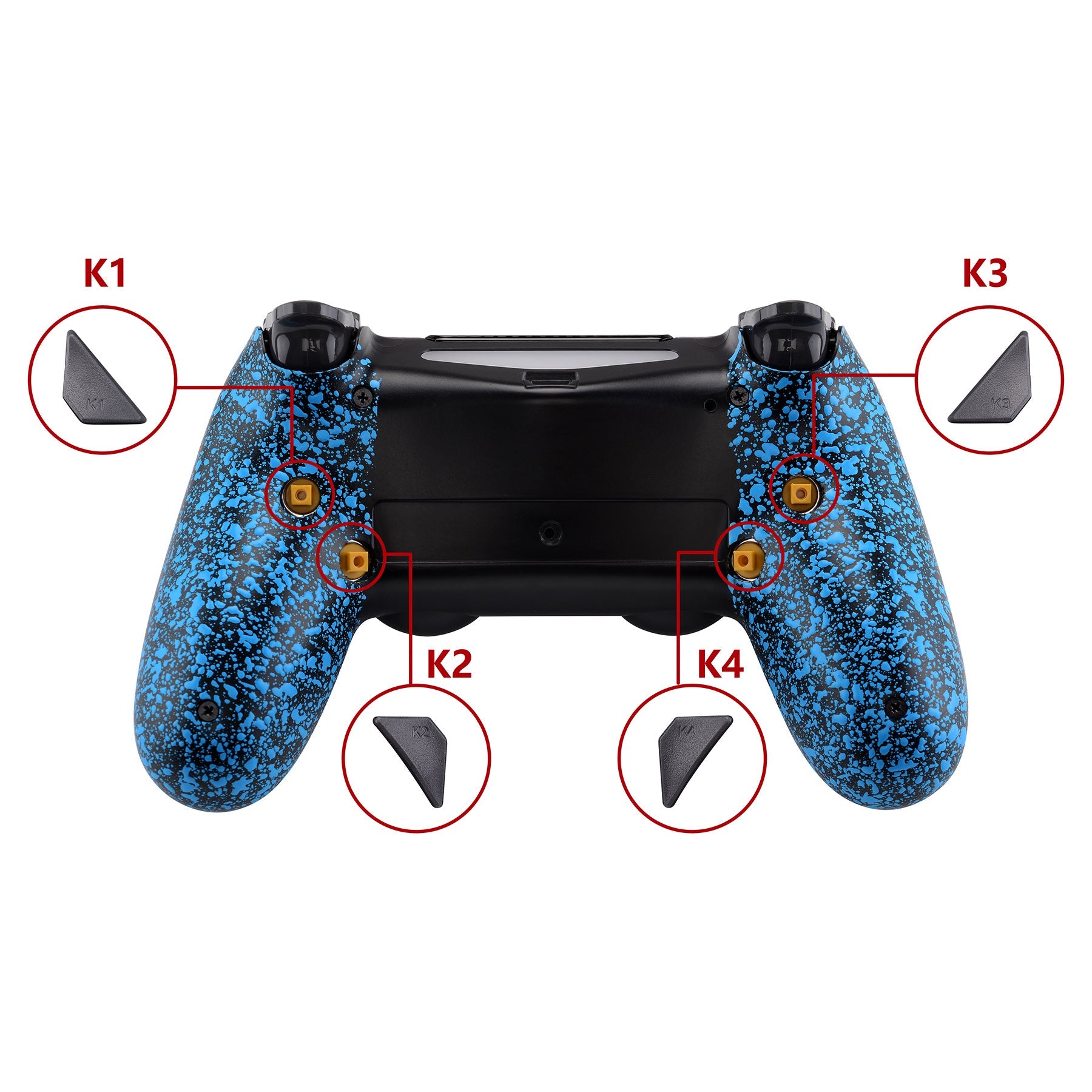 eXtremeRate Dawn Remappable Remap Kit with Redesigned Back Shell & 4 Back Buttons for PS4 Controller JDM-040/050/055 - Textured Blue | Custom Gaming Accessories for Enhanced Playstation 4 Controller Performance | Perfect for FPS, Racing & Action Games