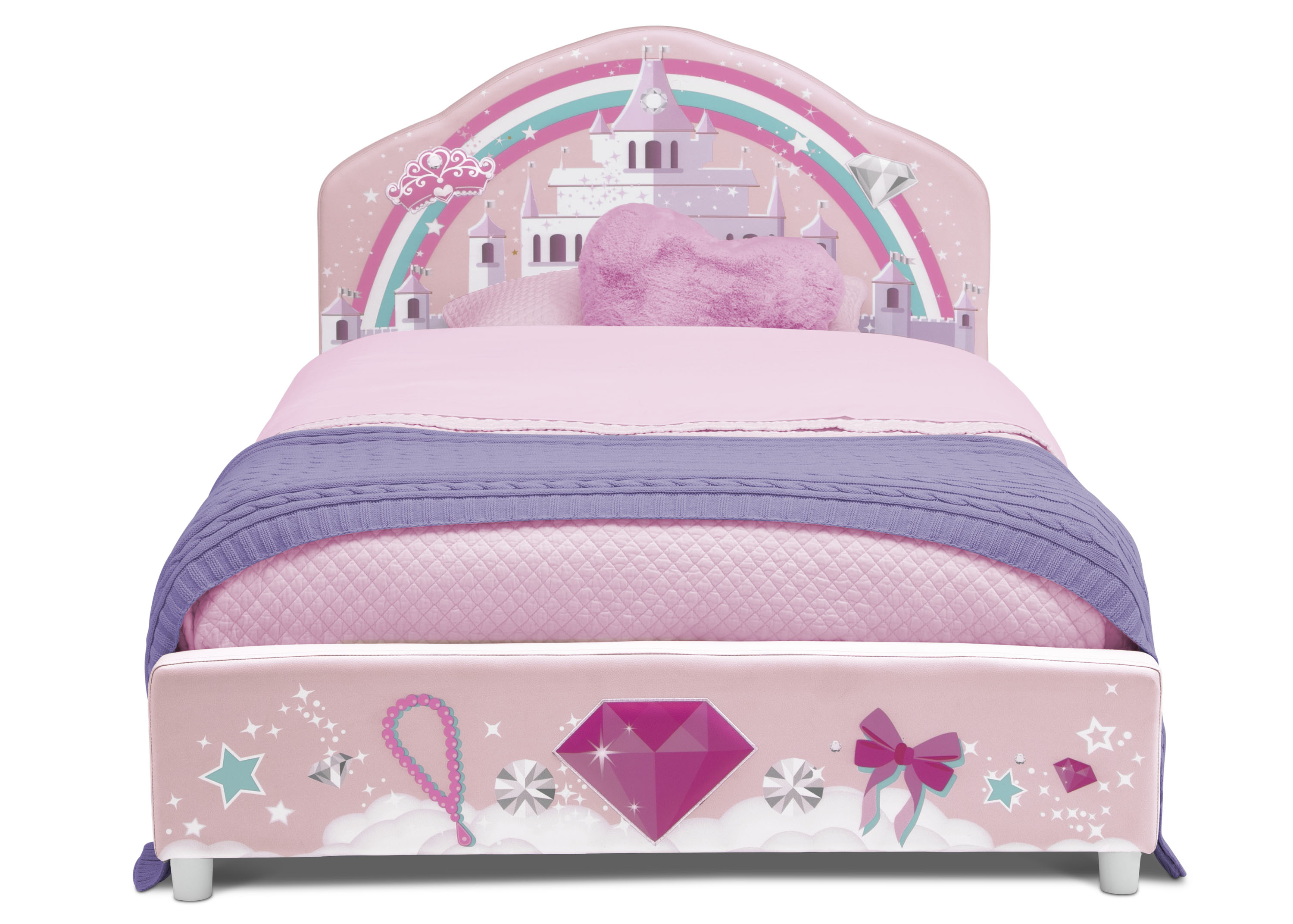 Princess Upholstered Twin Bed - Elegant White Upholstered Twin Size Bed Frame with Tufted Headboard for Girls Room, Teen Bedroom & Princess Themed Decor - Perfect for Kids Bedrooms, Sleepovers & Fairy Tale Inspired Spaces