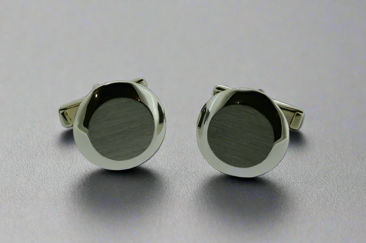 Matte Circle Cufflinks - Sterling Silver Men's Dress Accessories for Weddings & Formal Events