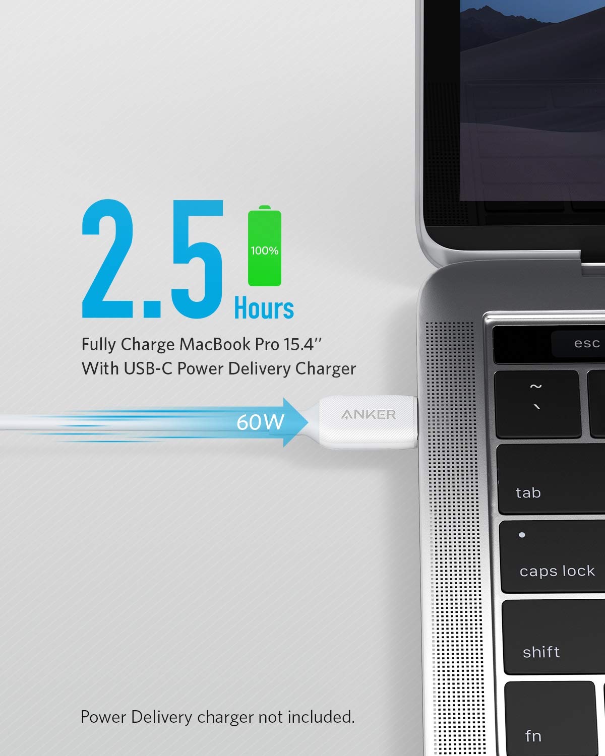 Anker Powerline III USB-C to USB-C 2.0 Fast Charging Cable (10ft, 60W) - Compatible with MacBook Pro 2020, iPad Pro 2020, Nintendo Switch, Samsung Galaxy S20/S9/S8 Plus, Google Pixel - White | Perfect for Home, Office & Travel Charging