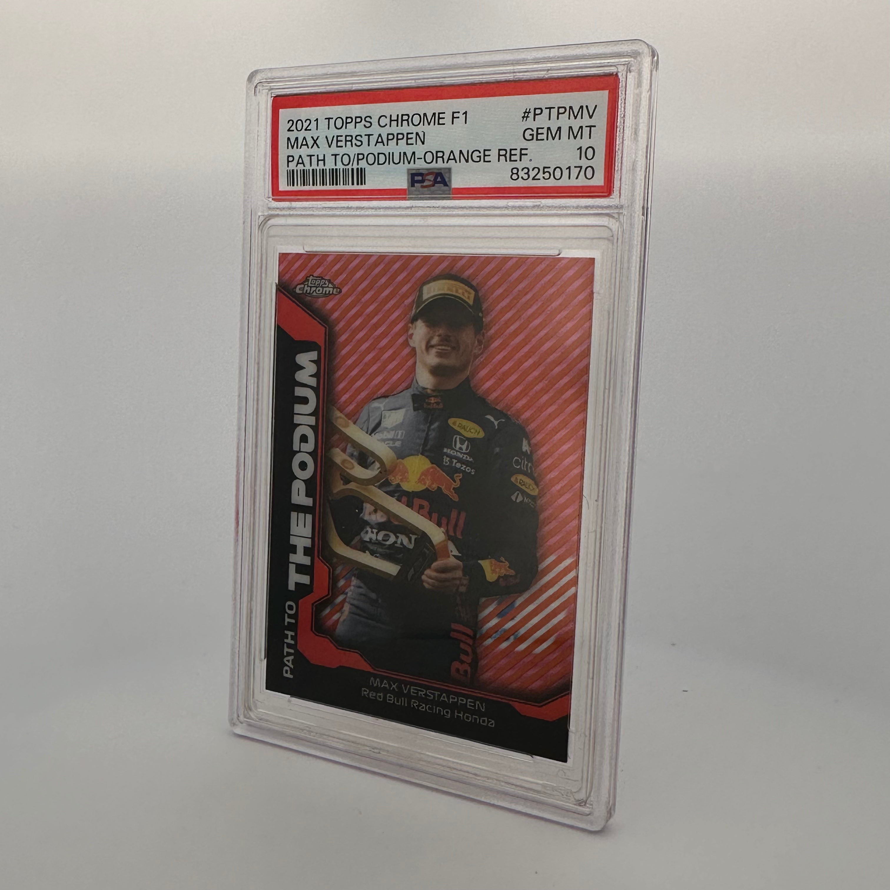 PSA 10 Graded 11/25 Max Verstappen #PTPMV Path To The Podium Orange Refractor - Rare F1 Trading Card for Collectors & Motorsport Fans