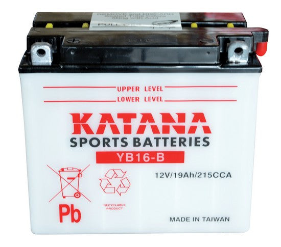 12V 16Ah YB16-B Motorcycle Battery - High Performance Katana Motorbike Battery for Suzuki, Honda, Kawasaki - Perfect for Street Bikes, Cruisers & Long Rides