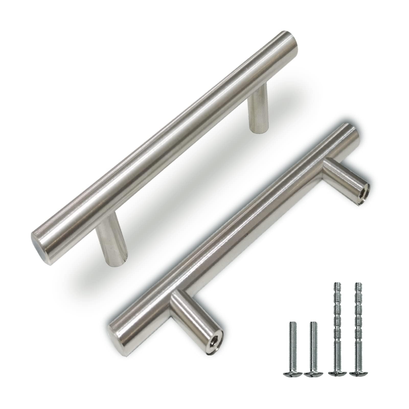REGARSUN 24 Pack 3-5 Inch Brushed Nickel Cabinet Handles for Kitchen & Dresser - Stainless Steel Drawer Pulls for Home Upgrade