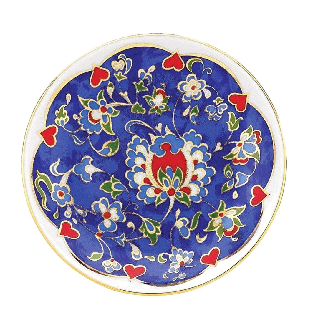 Hand-Painted Decorative Turkish Ceramic Plates - 10cm Set of 4 - Authentic Ottoman Style Home Decor for Dining Room, Wall Display & Gift Giving