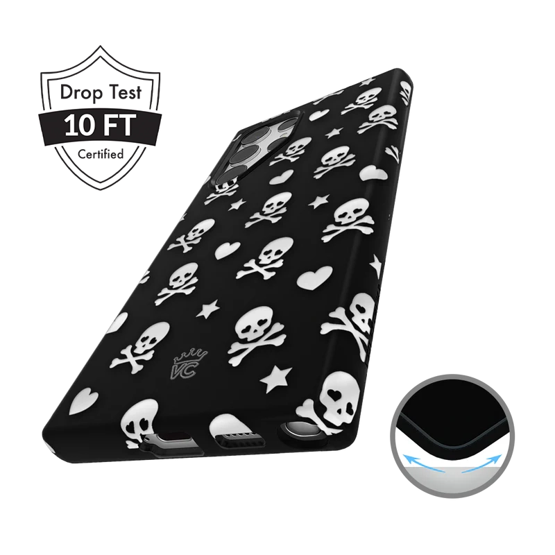 Stylish Chrome Skull Design Samsung Phone Case - Durable Protection for Galaxy S21/S20/Note 20 - Perfect for Halloween, Gothic Fashion & Motorcycle Enthusiasts