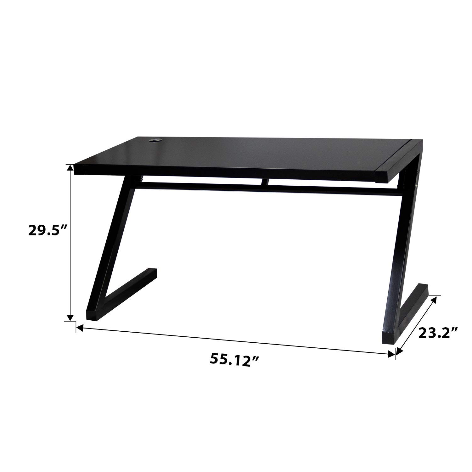 Modern Z-Shaped Computer Desk with Tempered Glass - Sturdy Home Office Desk for Laptop, Study & Dining | USB Ports & Multi-Functional Design | Perfect for Small Spaces, Gaming & Remote Work