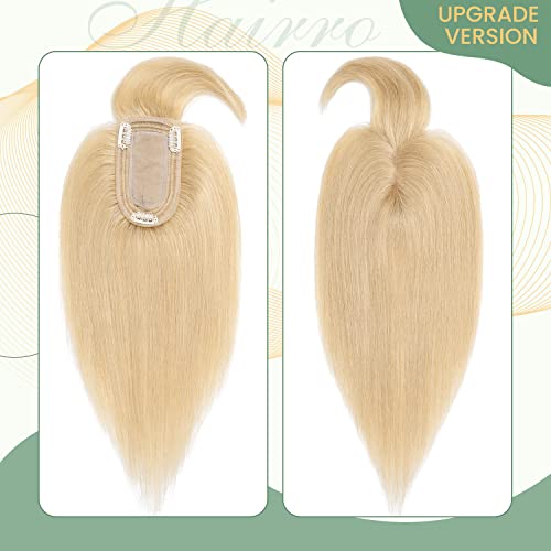 Clip in Human Hair Topper with Silk Base - Natural Looking Hairpiece for Thinning Hair - Perfect for Daily Wear, Special Occasions & Styling