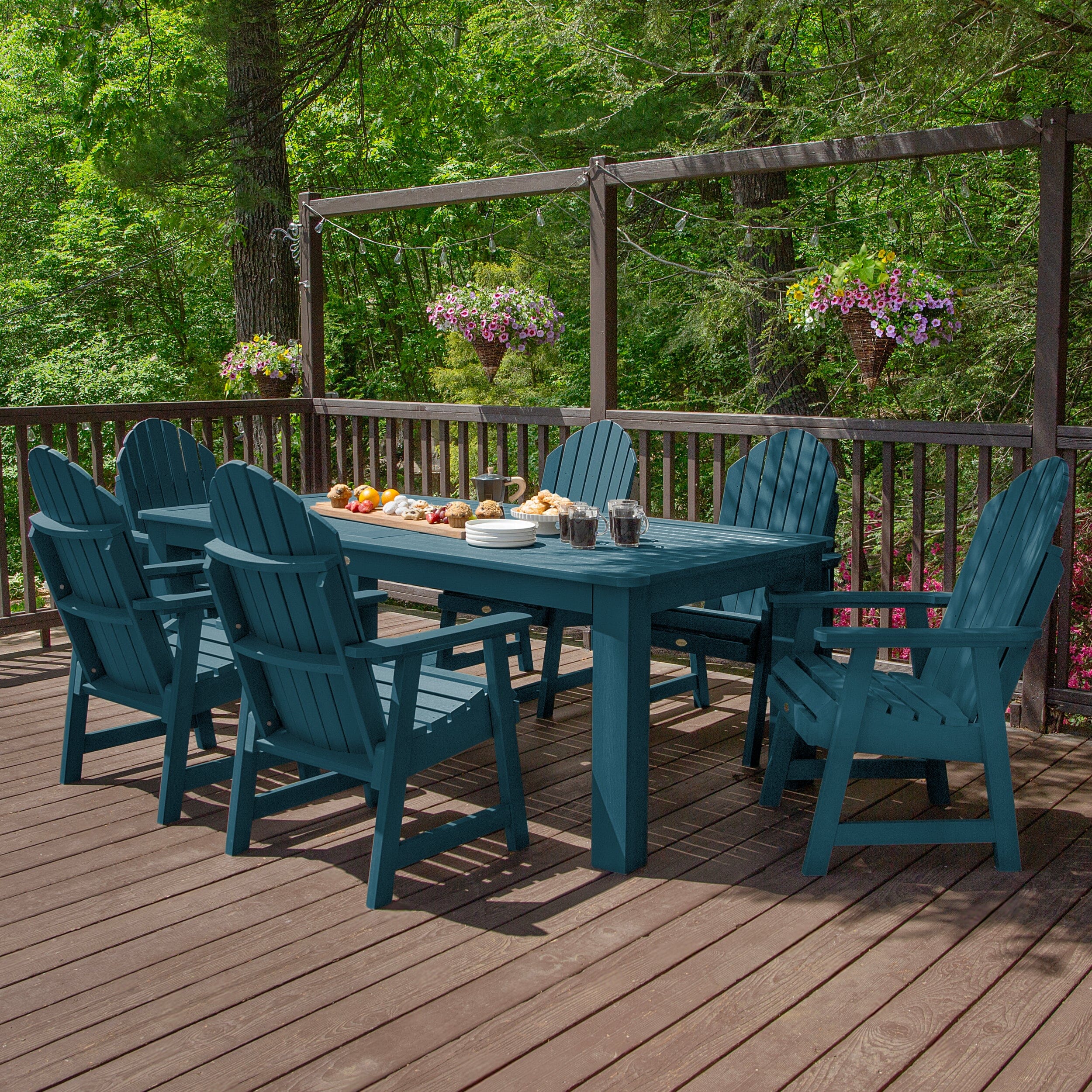 Premium Hamilton 7-Piece Outdoor Dining Set 42x84 Inches - Patio, Garden, Backyard Furniture for Dining & Entertaining