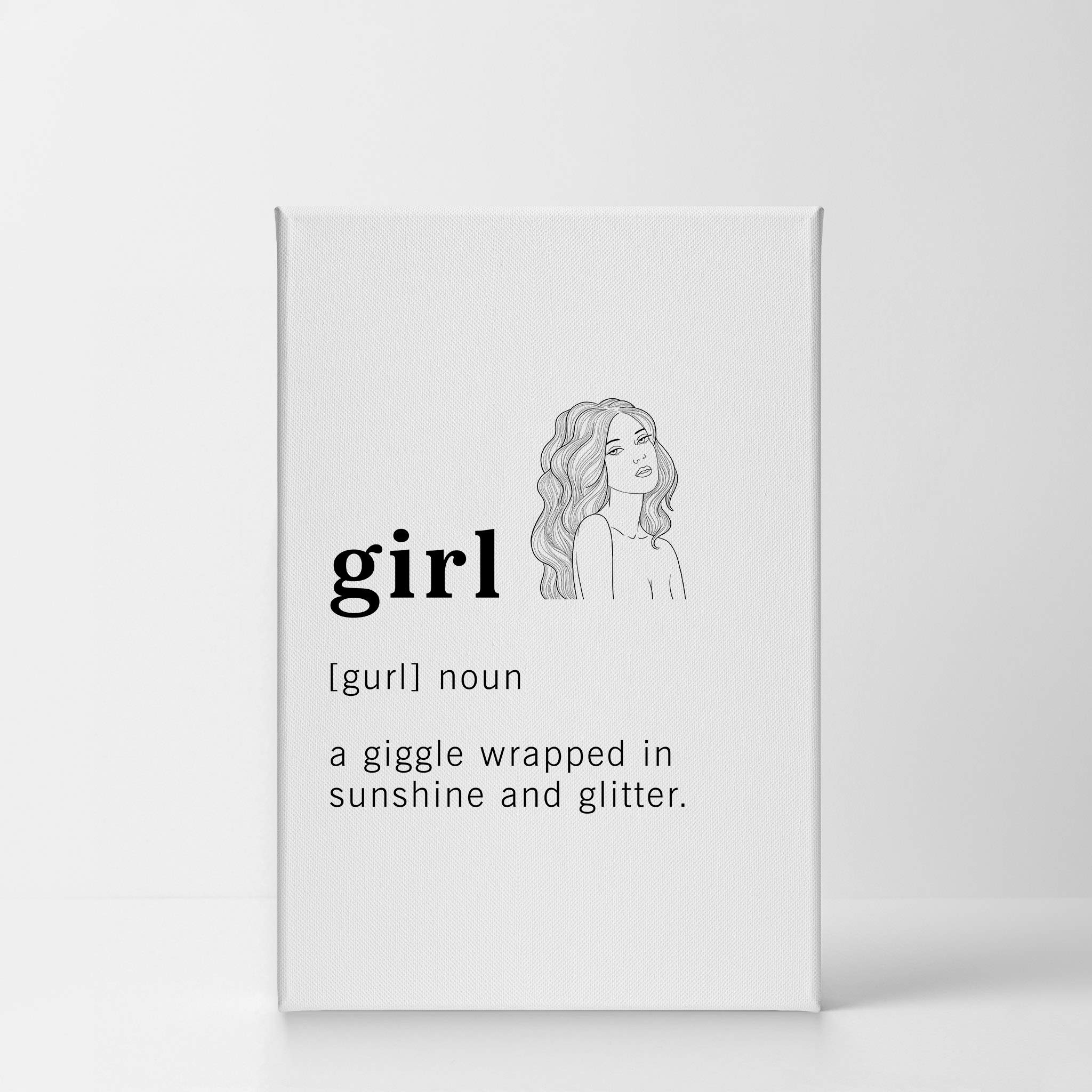 Funny Noun Dictionary Definition of Girl Canvas Print - Inspirational Quote Wall Art for Office, Living Room, Bedroom & Bathroom Decor - Ready to Hang 40x30 Inches - Made in USA - Perfect Gift for Women, Teens & Girls Rooms