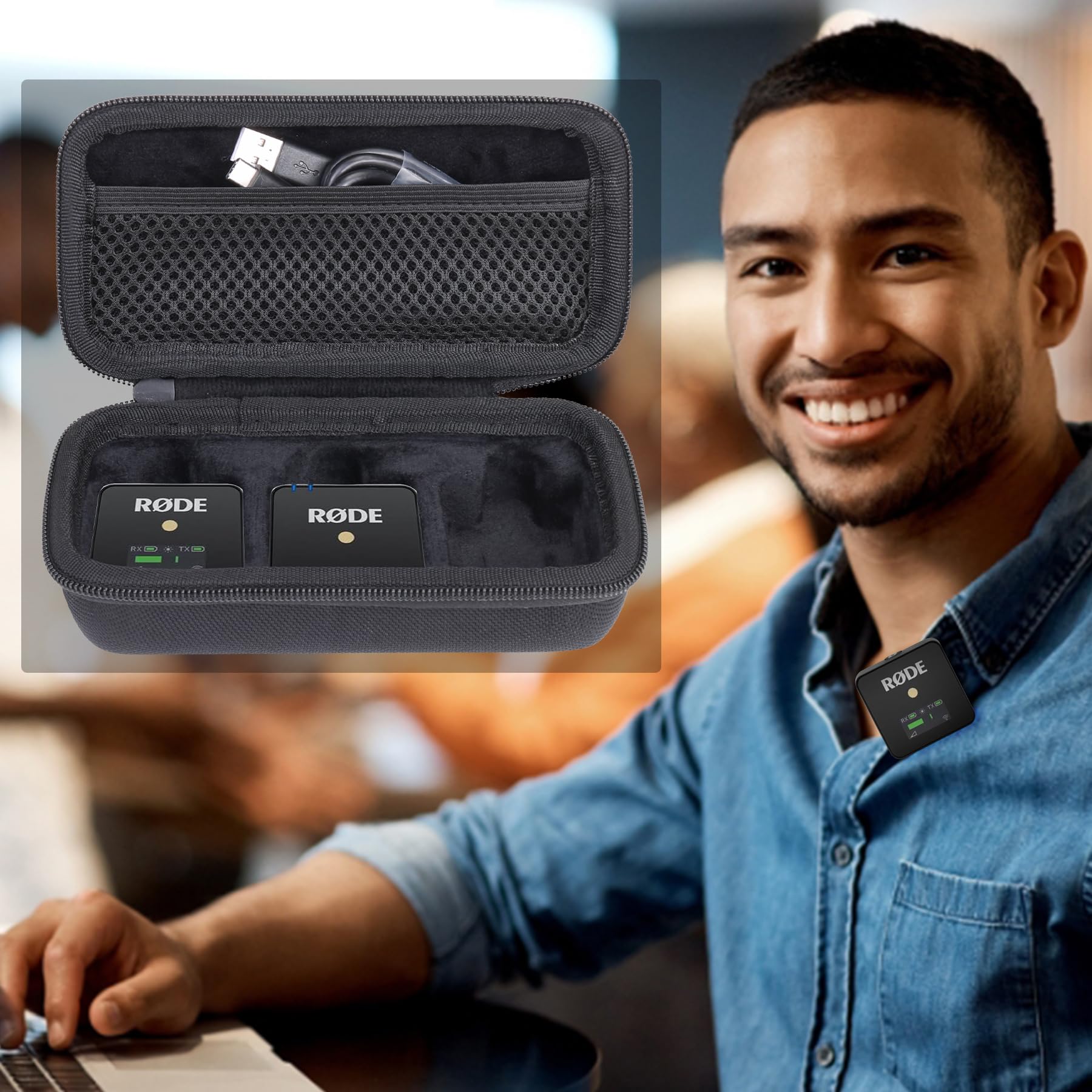 Aenllosi Hard Carrying Case for Rode Wireless ME & Wireless GO II Microphone - Durable Protective Storage Box for Rode Wireless ME Clip & Wireless GO II Dual Channel Digital Wireless Mic System (Black) - Perfect for Travel, Studio & Field Recording
