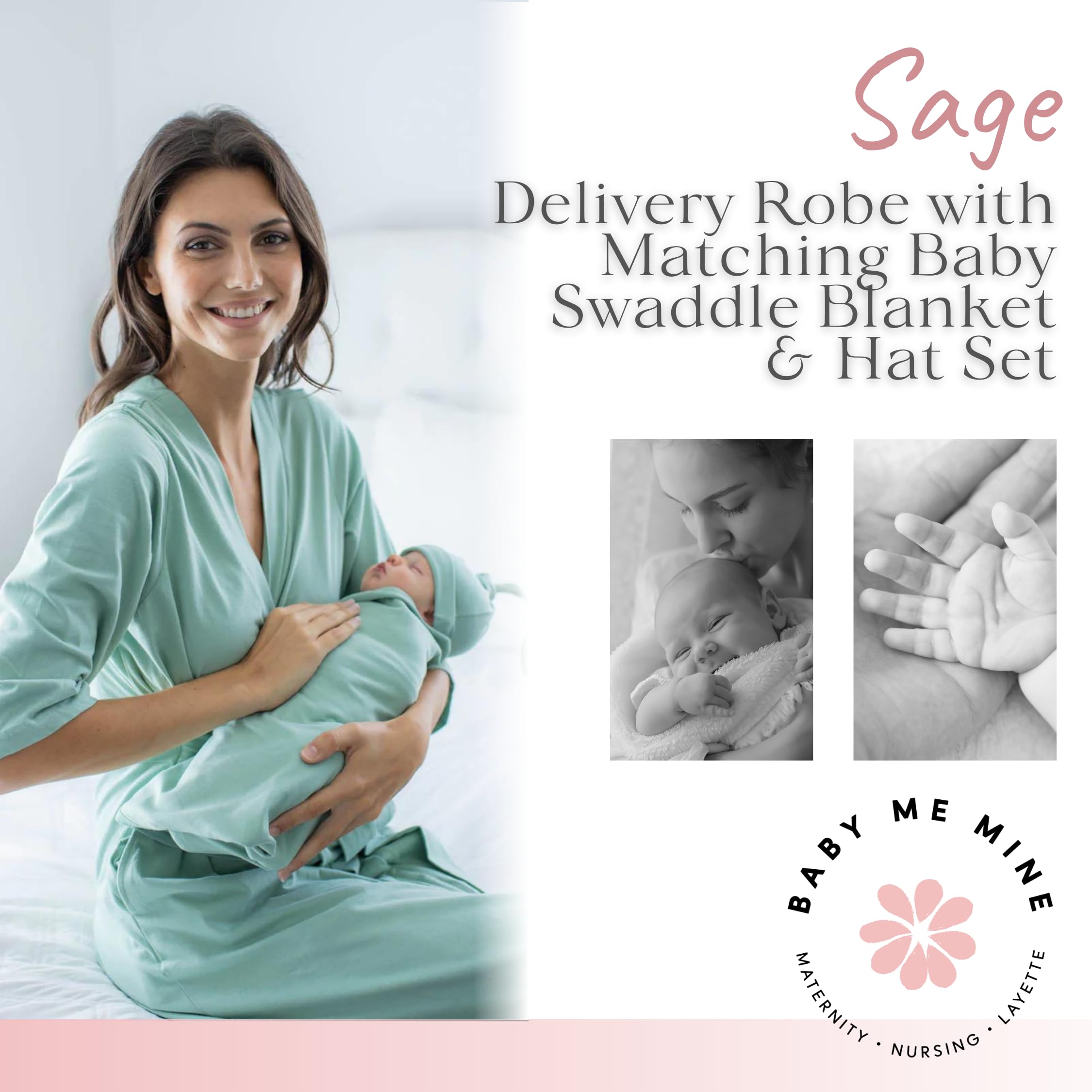 Mommy & Me Maternity Robe Set - Labor & Delivery Gown with Matching Swaddle for Newborns - Perfect Hospital Outfit