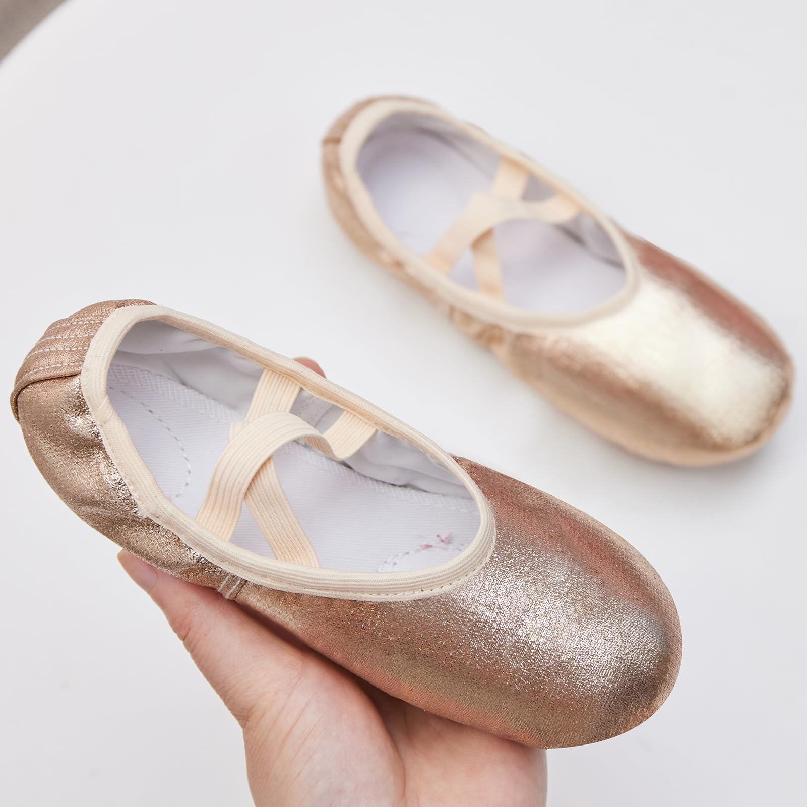 Phineein Girls Ballet Shoes - Split-Sole Toddler Dance Shoes with Glitter for Kids | Perfect for Ballet Class, Recitals & Dance Practice