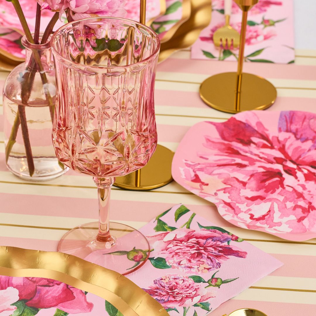 Elegant Pink Peonies Cocktail Napkins - 20 Pack | Perfect for Weddings, Bridal Showers & Party Decor