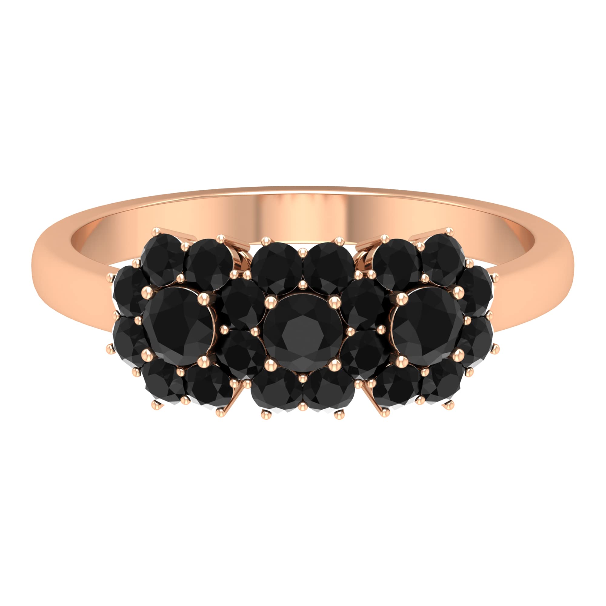 1 CT Black Onyx Cluster Ring - 14K Solid Gold December Birthstone Ring for Women, Elegant Black Onyx Engagement & Wedding Band - Perfect for Anniversary, Birthday Gift & Everyday Wear
