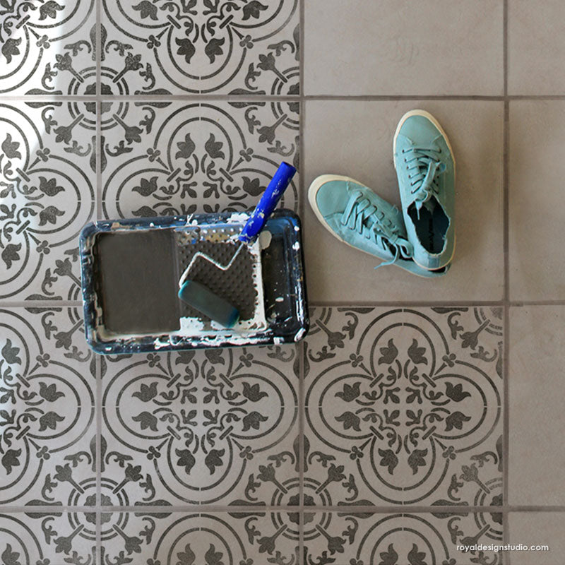 Palladium Tile Stencil - Reusable DIY Floor & Wall Stencil for Geometric Patterns - Perfect for Home Decor, Bathroom, Kitchen & Backsplash Projects