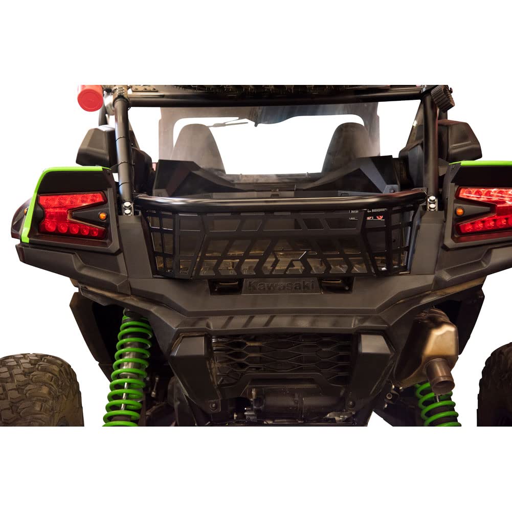 Black Powder Coated Tusk Cargo Barricade for 2022 Kawasaki Teryx KRX 1000 Special Edition - Heavy-Duty Off-Road Protection & Secure Gear Storage for Adventure Riding