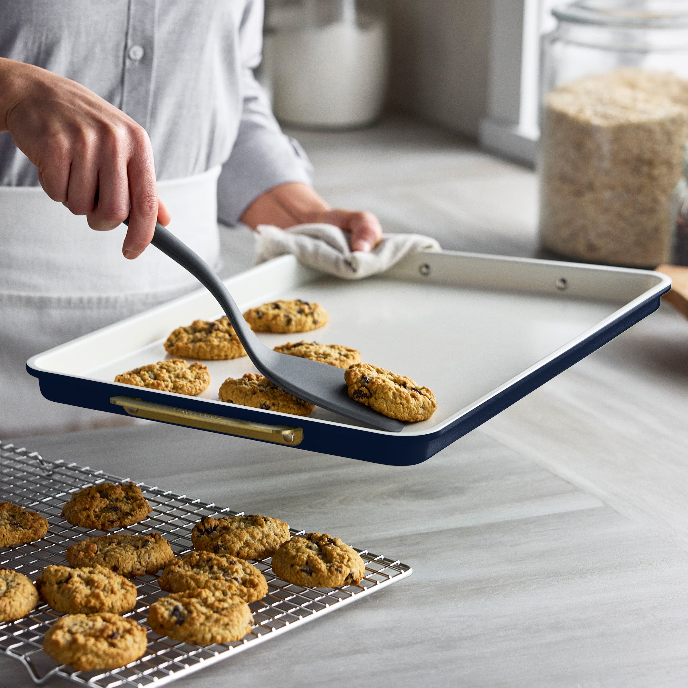 Premium Reserve Bakeware 13 x 18 Inch Half Sheet Pan - Heavy Duty Cookie Baking Sheet, Nonstick & Rust Resistant - Perfect for Baking Cookies, Roasting Vegetables, and Meal Prep