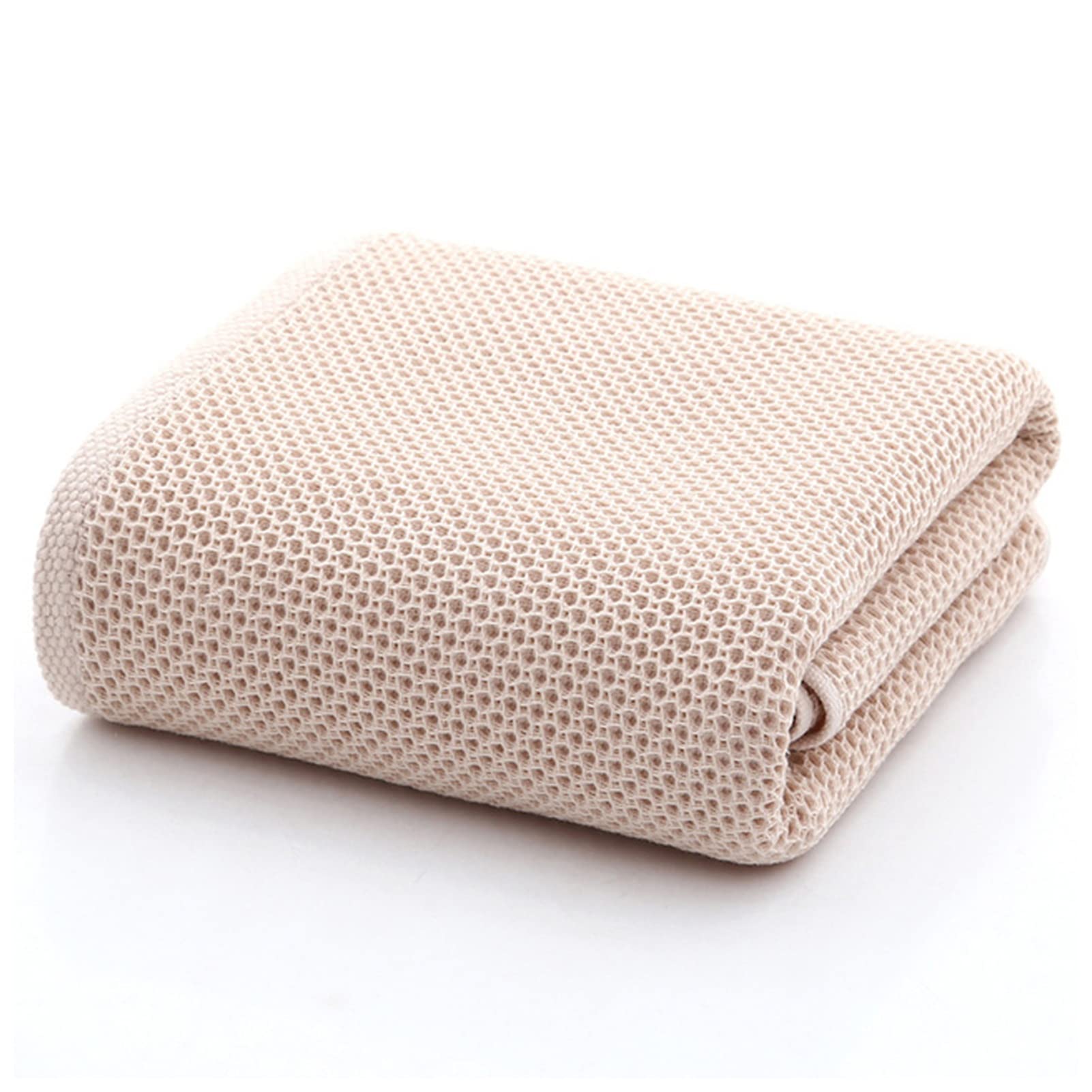 Premium Honeycomb Jacquard Beach Towel - Super Absorbent Quick Dry Cotton Bath Towel for Pool, Spa & Hotel Use (Light Brown, 30x60 inches) - Soft Waffle Weave for Beach Vacation, Gym & Bathroom Essentials