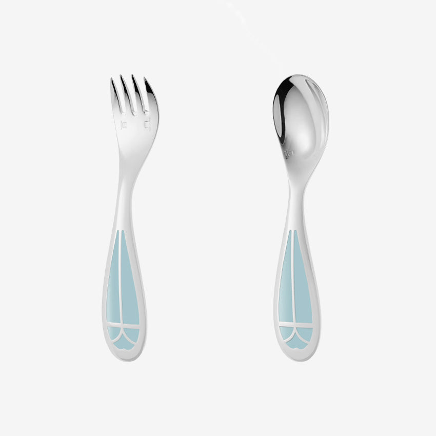 Christofle Talisman Baby Flatware Set - 2-Piece Stainless Steel Spoon and Fork for Toddlers | Perfect for First Meals, Baby Led Weaning & Travel Feeding