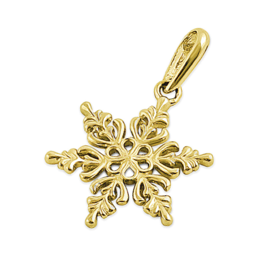 14K Solid Yellow Gold Snowflake Pendant Necklace - Elegant Winter Jewelry Gift for Women, Perfect for Christmas, Holidays & Special Occasions