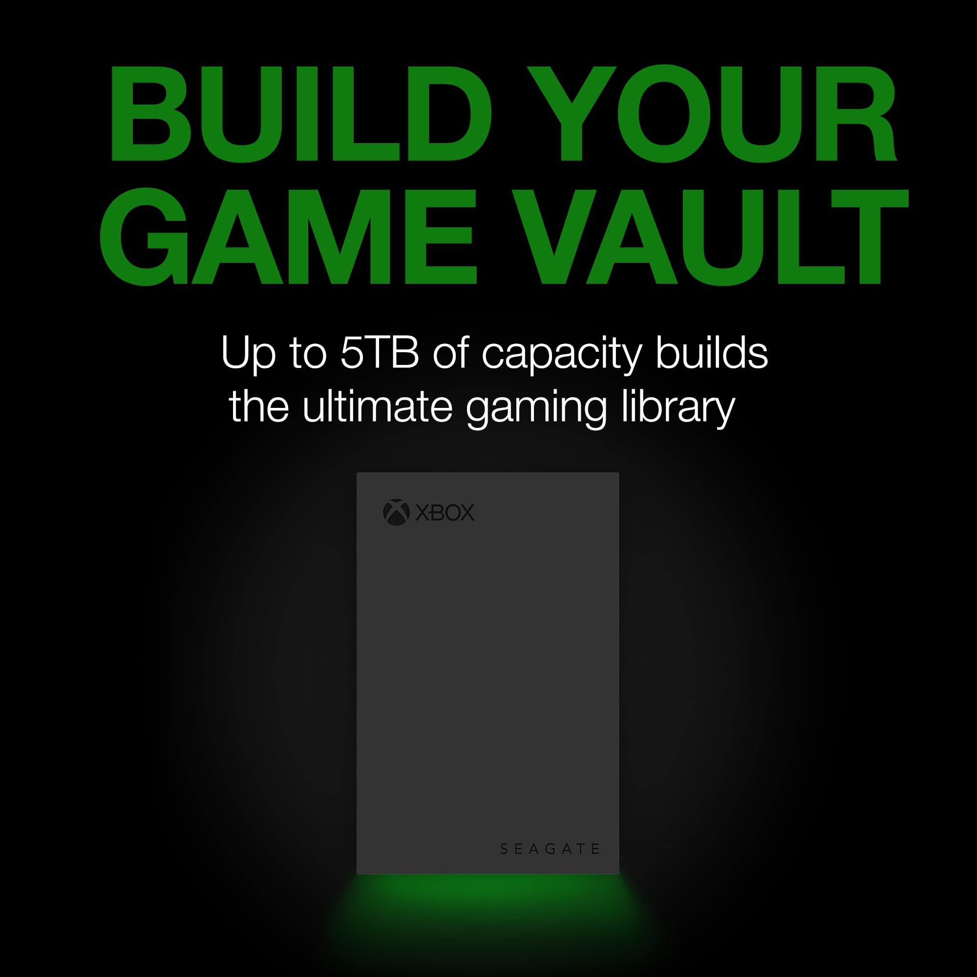 Seagate 5TB Game Drive for Xbox - Portable External Hard Drive HDD, USB 3.2 Gen 1, Black with Green LED Bar - Xbox Certified, 3-Year Rescue Service (STKX5000403) - Perfect for Xbox Series X/S, One & PC Gaming Storage Expansion