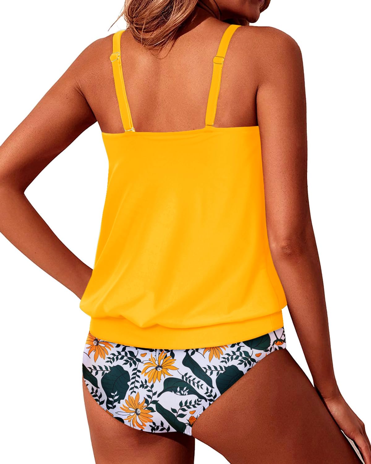 Yonique Women's Two Piece Blouson Tankini Swimsuits - Modest Loose Fit Bathing Suits for Swimming, Beach Vacation & Poolside Relaxation