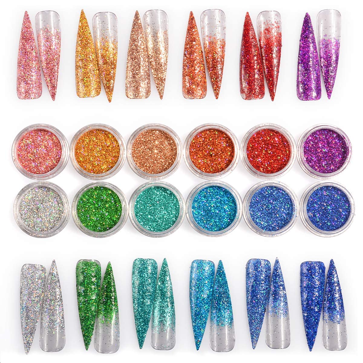 MAPPERZ 24 Pcs Nail Glitter Powder - Chrome Pigment Eye Shadow & Shimmer Nail Art Glitter for Professional Makeup - Multicolor Sparkle for Nails, Eyeshadow & Body Art (Perfect for Parties, Salons & DIY Beauty)