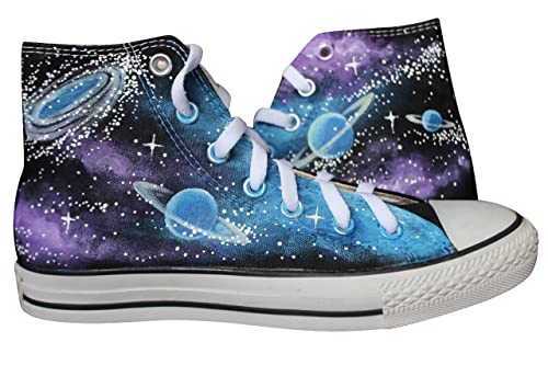 Hand Painted Galaxy High Top Canvas Sneakers - Trendy Custom Fashion Shoes for Women & Men | Perfect for Casual Wear, Street Style & Artistic Expression