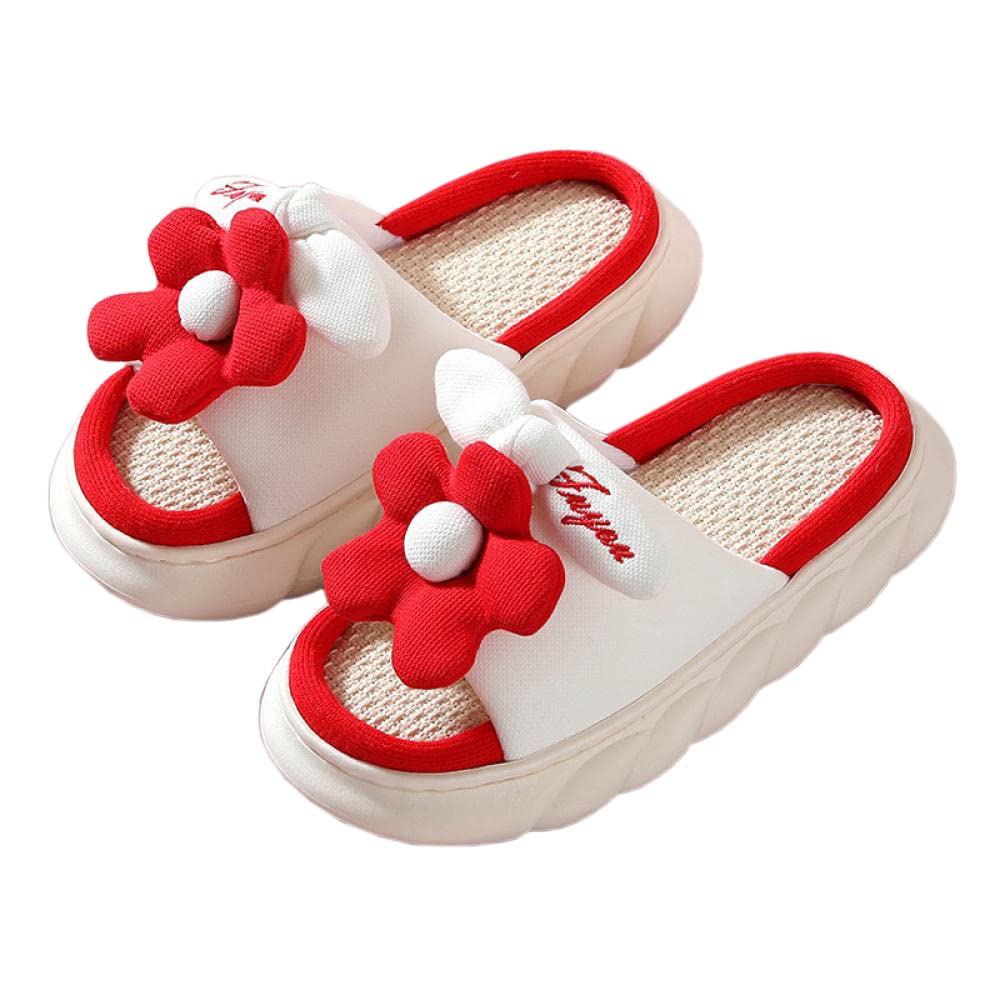 Gaolinci Women's Thick Sole Comfortable Linen Slippers - Non-Slip Indoor House Shoes for Relaxation & Home Wear