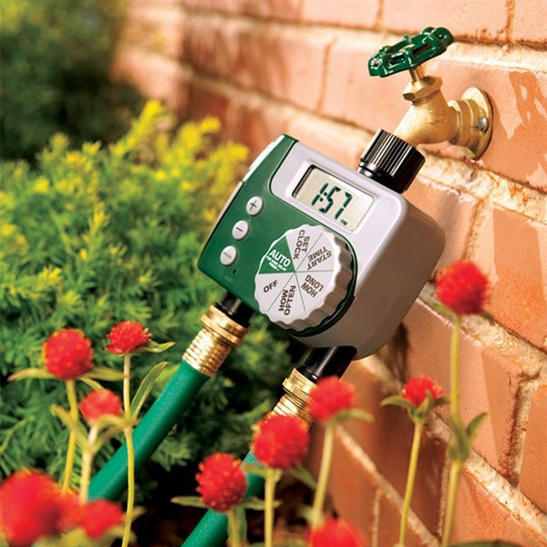 Orbit 58910 1 Dial 2 Port Hose Faucet Timer - Automatic Water Timer for Garden, Lawn & Irrigation System - Perfect for Outdoor Sprinklers, Drip Systems & Plant Watering