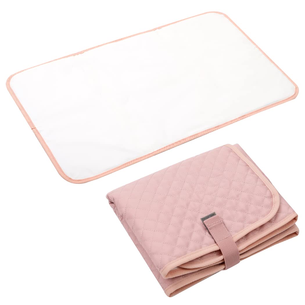 Lekebaby Washable Foldable Waterproof Baby Changing Pad - Soft Portable Diaper Changing Mat for Nursery, Travel & On-the-Go (Pink)