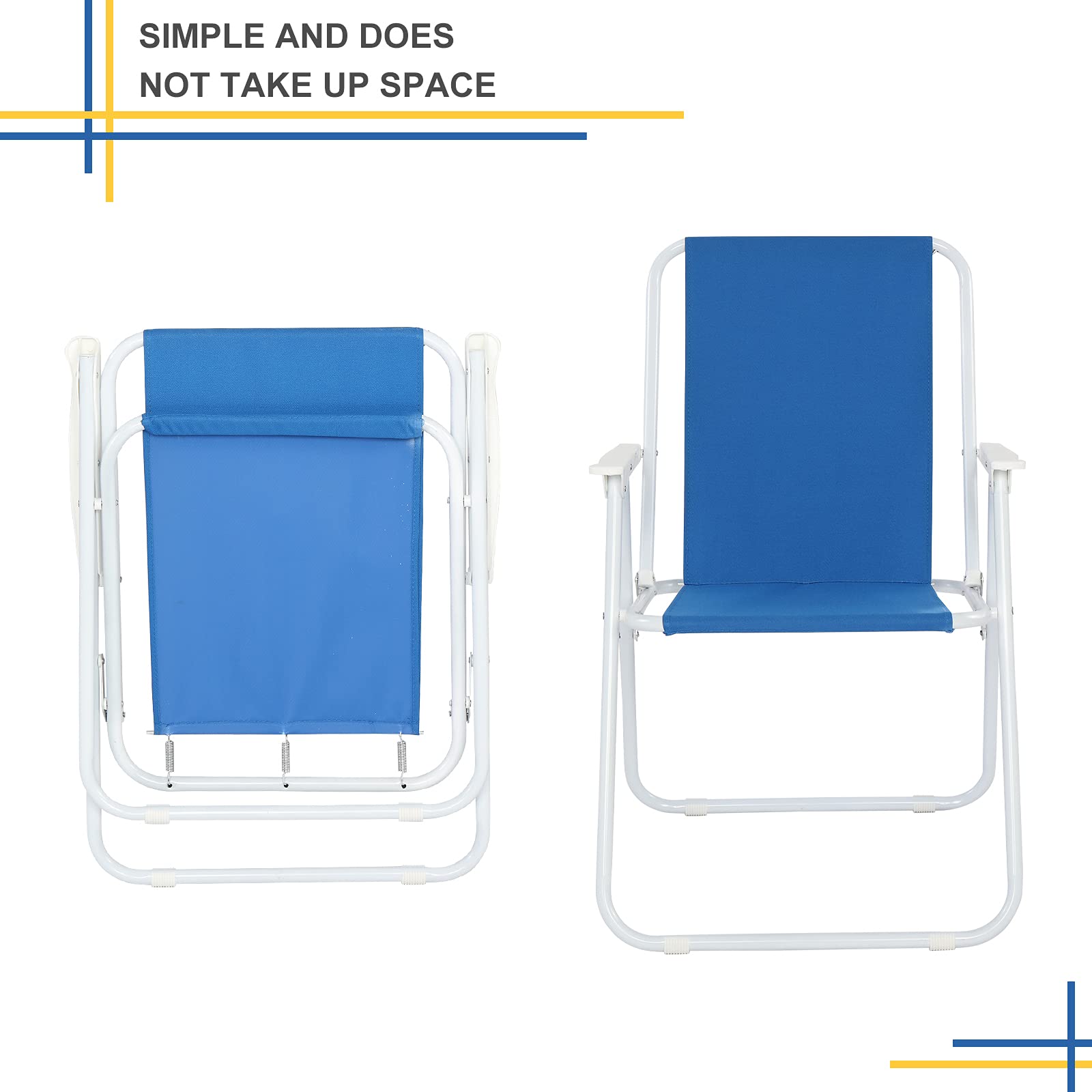 Heavy Duty Camping Chairs - Portable Folding Oversized Outdoor Chair with 220LBS Weight Capacity for Beach, Patio, Pool, Park & Indoor Use - Perfect for Camping, Fishing, Backyard BBQs & Outdoor Events (Blue)