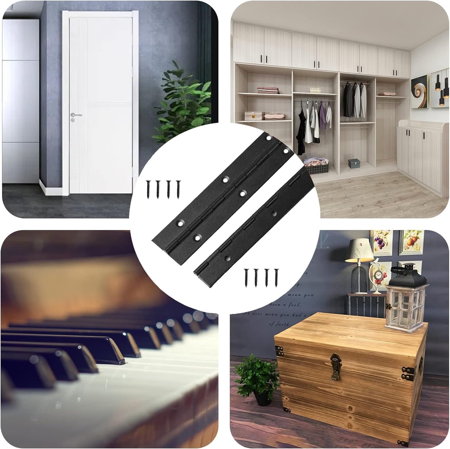2 Pack Heavy Duty Piano Hinge - 12 Inch Black Continuous Hinge, 0.05