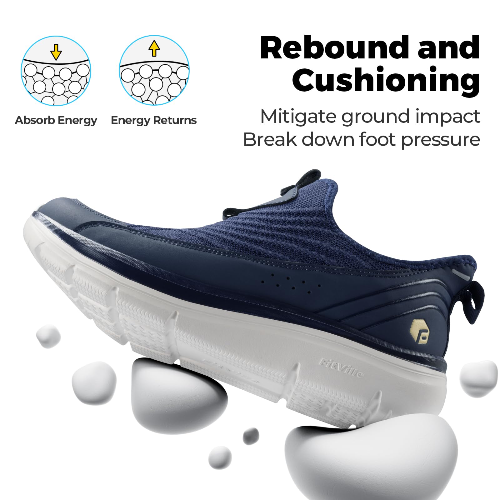FitVille Men's Extra Wide Slip-On Walking Shoes - Breathable Hands-Free Sneakers for All-Day Comfort | Orthopedic Support for Standing & Walking | Perfect for Work, Travel & Daily Activities
