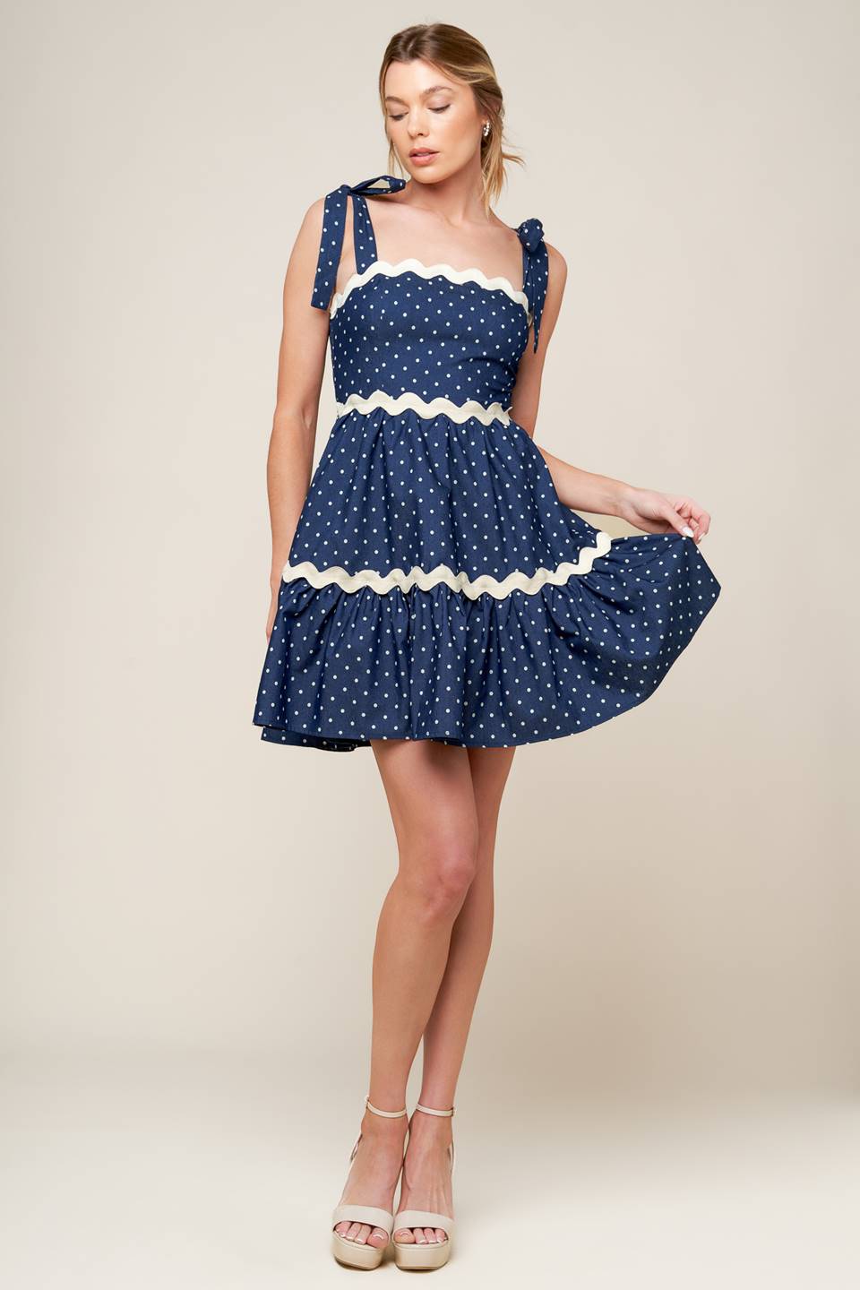 Divinely Dotted Mini Dress in Indigo - Flowy Summer Dress for Women, Perfect for Beach Vacations, Date Nights & Casual Outings