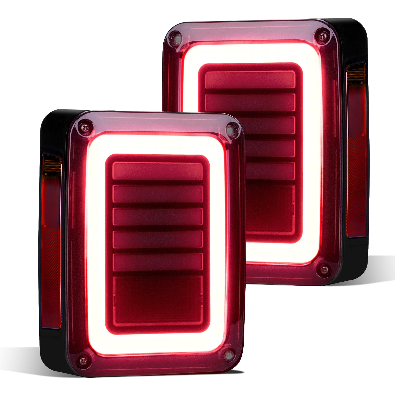 Upgraded LED JK Tail Lights for 2007-2018 Jeep Wrangler JK - Smoked Rear Tail Lights with Turn Signal, Running/Brake & Reverse Lights (2PCS) - Perfect for Off-Roading & Night Driving