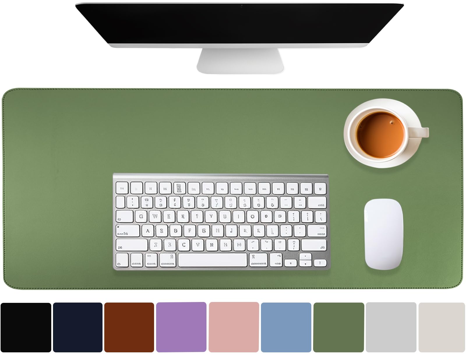 Premium Green PU Leather Desk Mat - 31.5