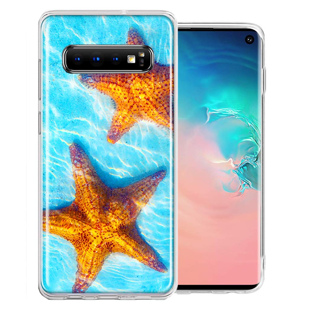 Samsung Galaxy S10 Plus Case - Ocean Starfish Design Double Layer Protective Cover | Shockproof & Durable Phone Case for Everyday Use, Work & Travel