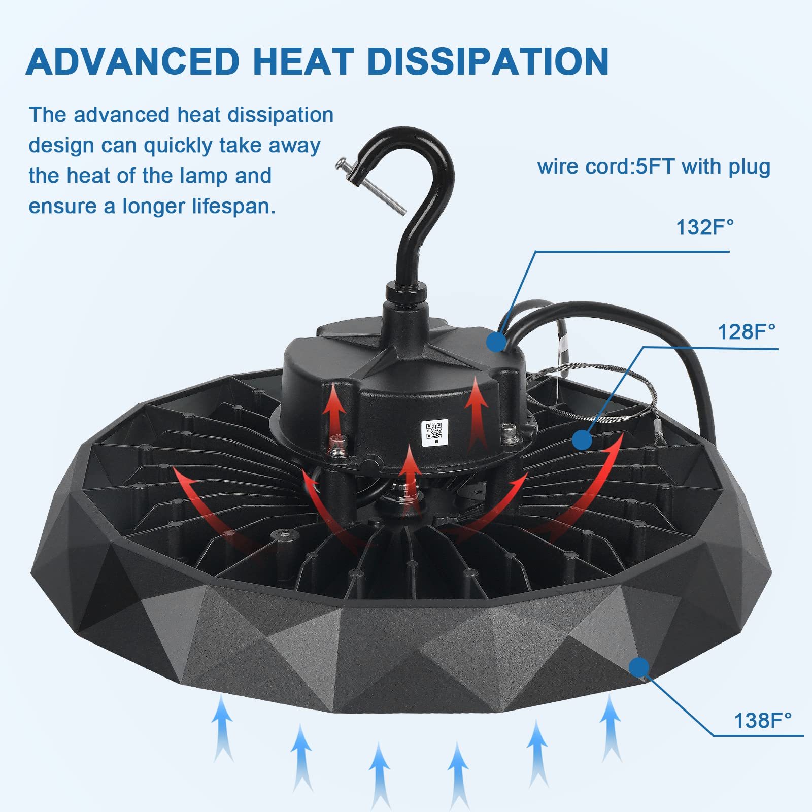 150W UFO LED High Bay Light - ETL Certified, Dimmable 5000K 22500LM - Shop & Warehouse Lighting with 5ft US Plug - Perfect for Industrial, Commercial, and Retail Spaces