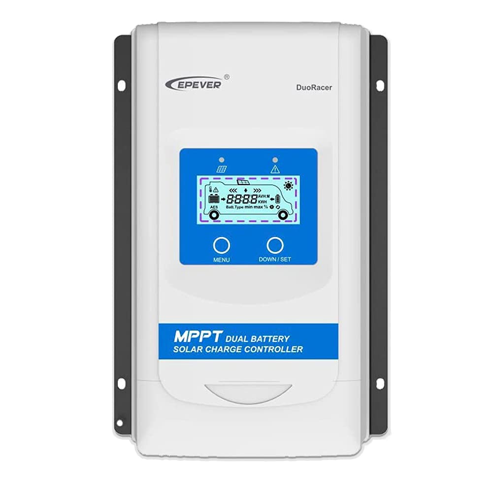 EPEVER 30A MPPT Solar Charge Controller Dual Battery 12V/24V Auto 100V Max PV Input - for RV, Camper, Boat, Caravan, Trailer - Compatible with Sealed, Gel, Flooded & Lithium Batteries | Perfect for Off-Grid Power & Mobile Solar Systems