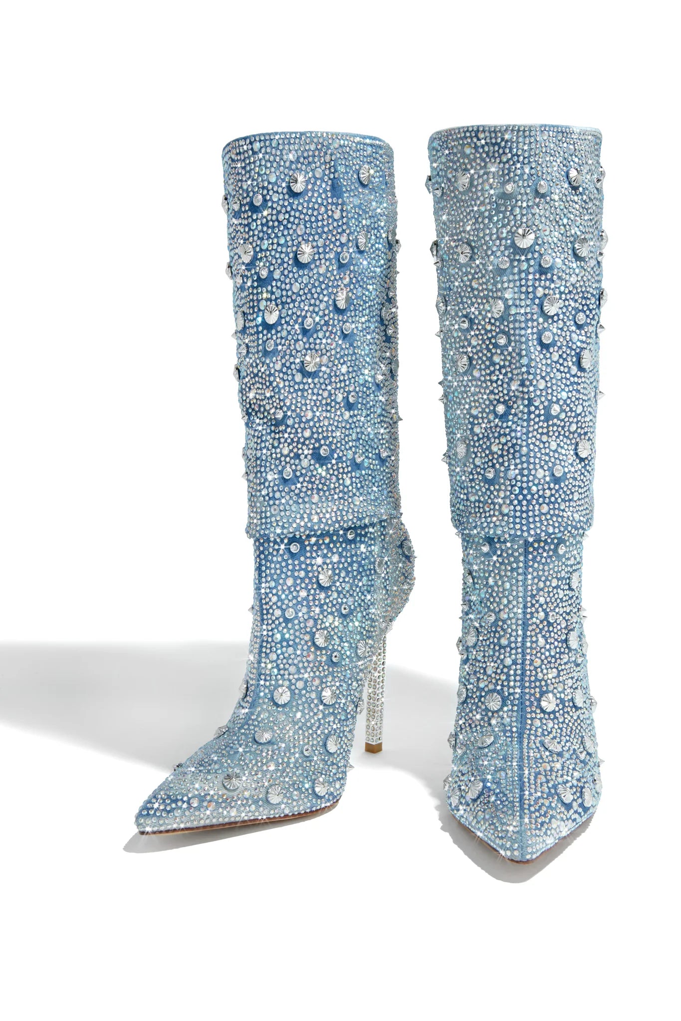 Women's Chelsea Embellished Denim Boots - Stylish Ankle Boots with Rhinestone Decor for Casual Outfits & Night Out | Perfect for Fall Fashion, Date Nights & Office Wear