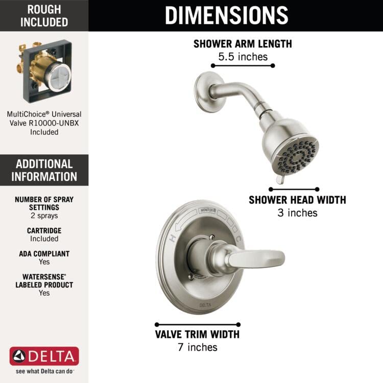 Premium Chrome Shower Faucet Set with 2-Spray Shower Head & Trim Kit - Complete Bathroom Fixture with Valve (BT13210) for Modern Home Renovation & Spa-Like Shower Experience