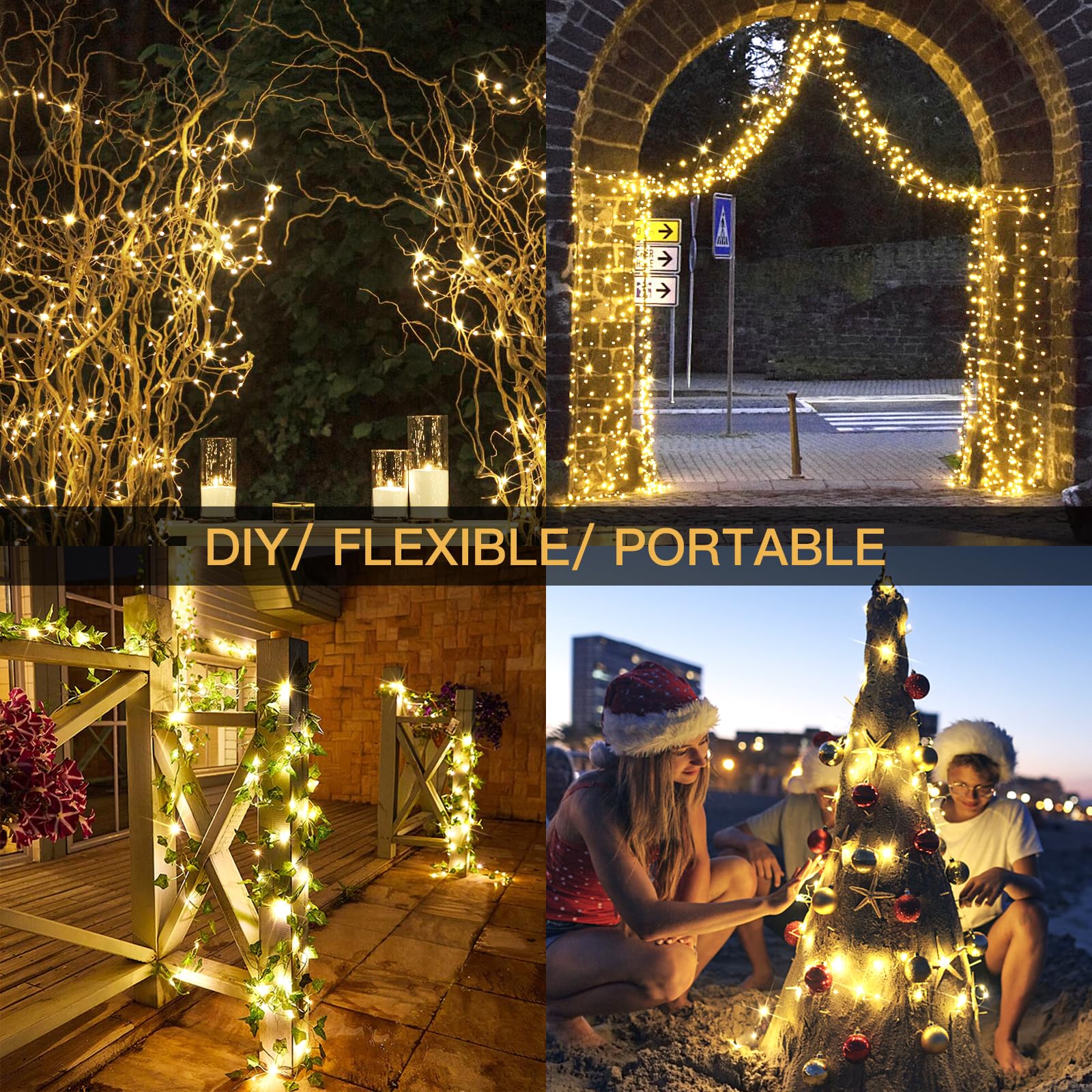 SUDDUS 33ft 100 LED Outdoor String Lights - Warm White Battery Operated Fairy Lights with Remote Control | Waterproof Twinkle Lights for Bedroom, Garden, Wedding Decor, Christmas Tree & Mason Jars | Perfect for Patio, Backyard & Wall Decor