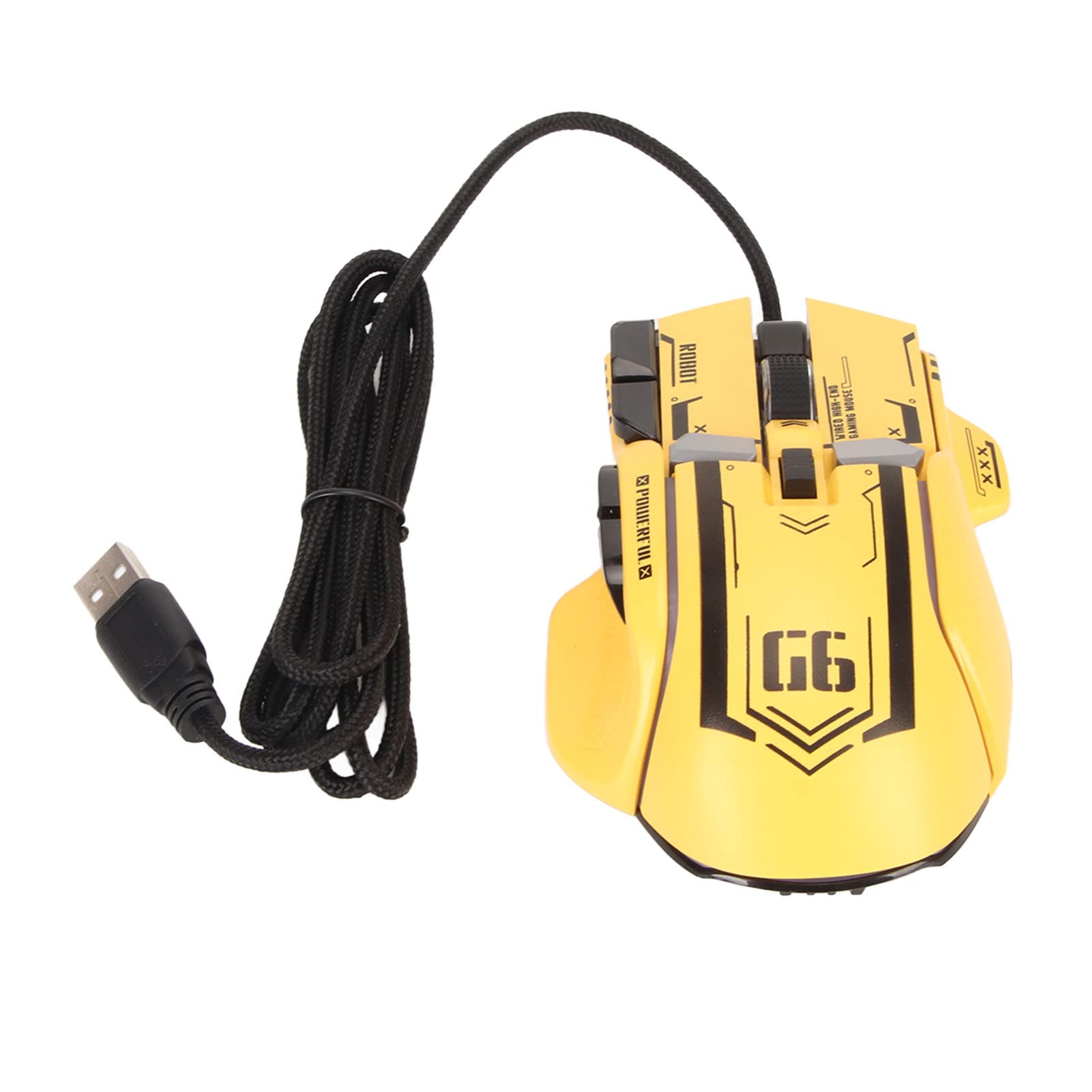 Fydun 10-Button Wired Gaming Mouse with Macro Programmable, 13 RGB Lighting Modes, 6-Speed DPI up to 12800 - Professional Gaming Accessories (Yellow) - Perfect for PC Gaming, Esports, and Office Work