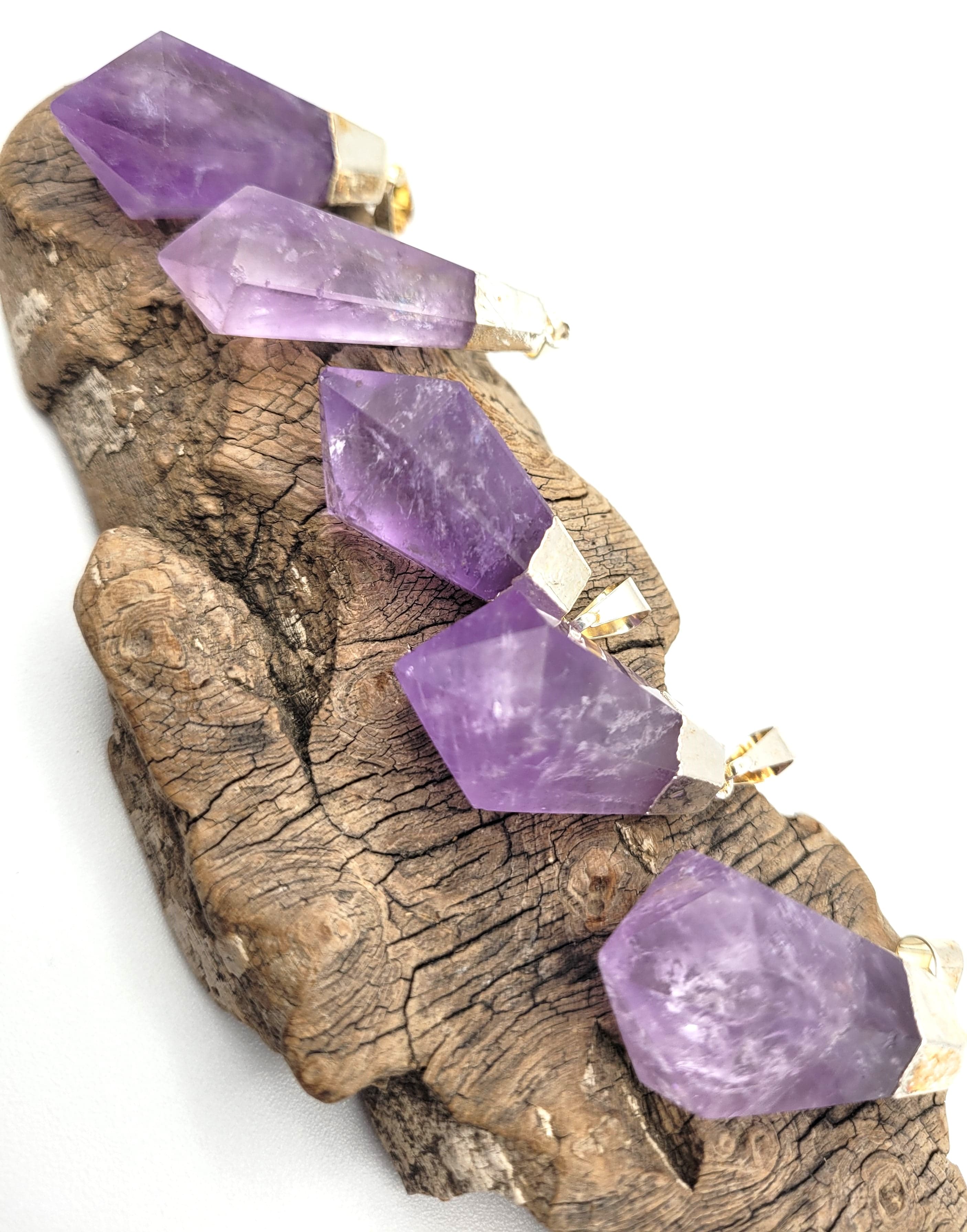 Natural Amethyst Crystal Point Pendant Necklace for Women - Healing Stone Jewelry for Meditation, Energy Cleansing & Spiritual Gifts