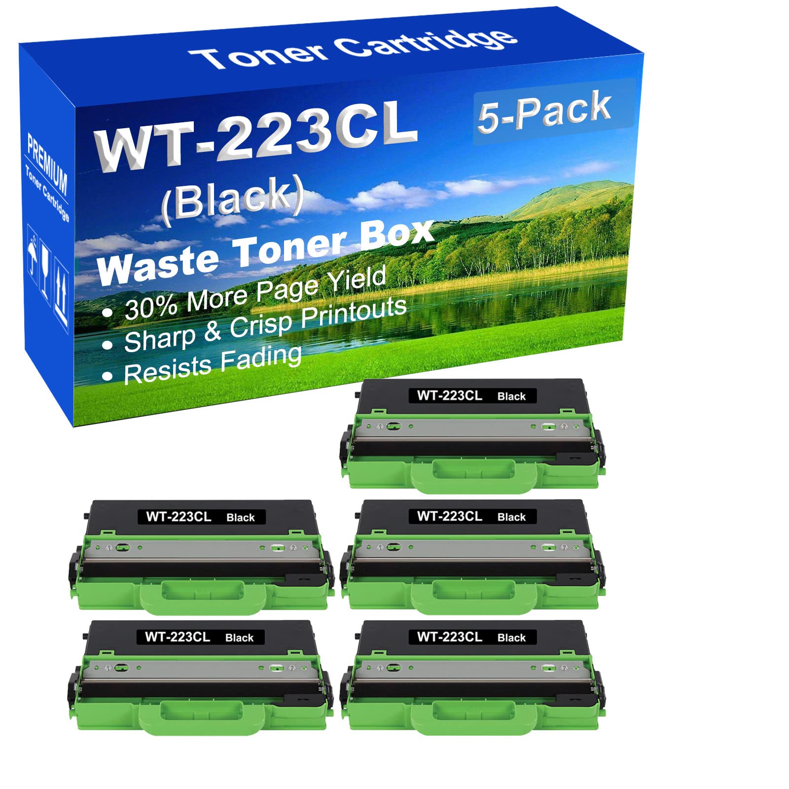 5-Pack High Capacity Waste Toner Box Replacement for Brother MFC-L3750CDW, MFC-L3770CDW Printers - Compatible with WT-223CL/ WT223CL Cartridges (Black) - Ideal for Office & Home Printing Needs