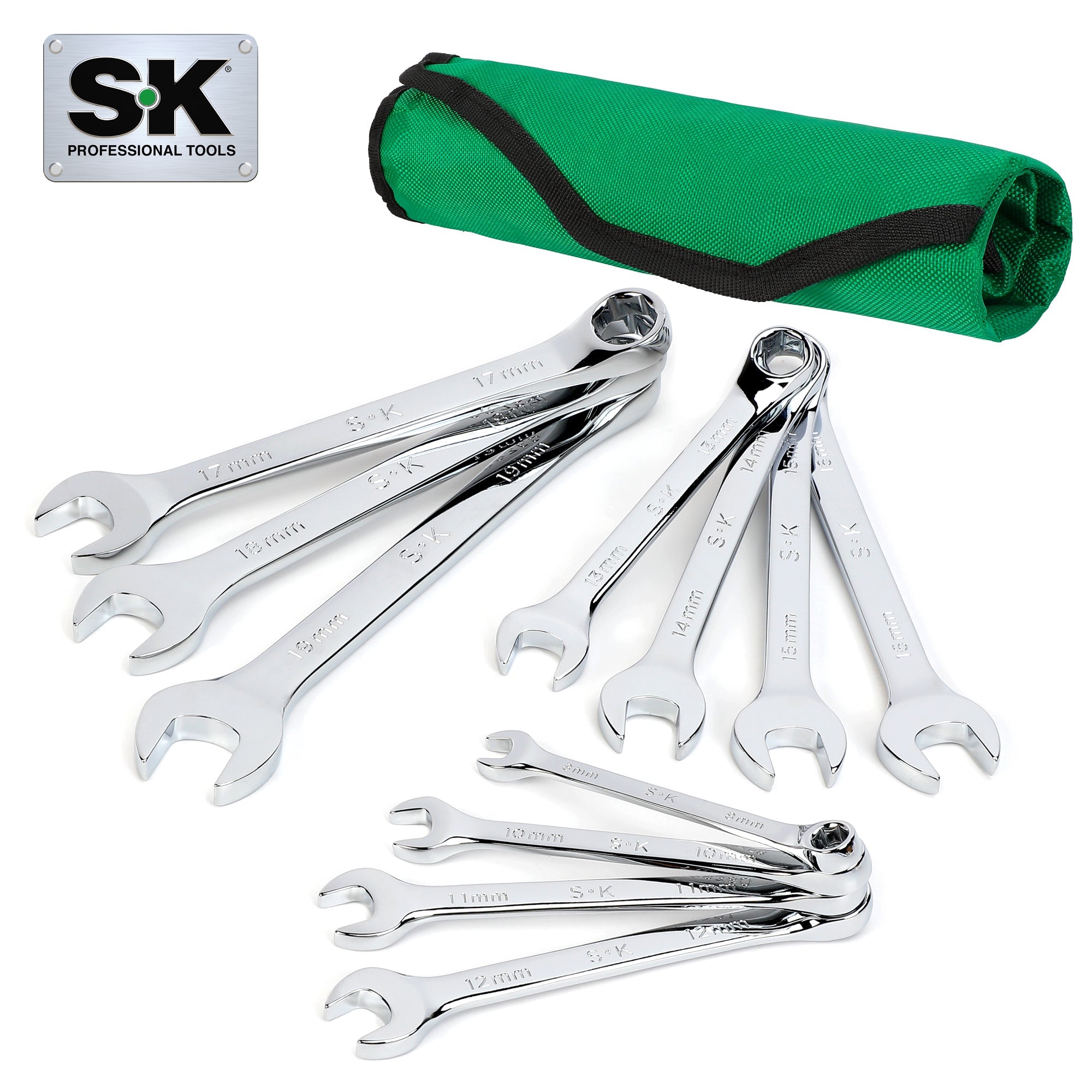 11-Piece 6-Point Metric SuperKrome® Combination Wrench Set - Professional Grade Tools for Automotive Repair, Machinery Maintenance & DIY Projects