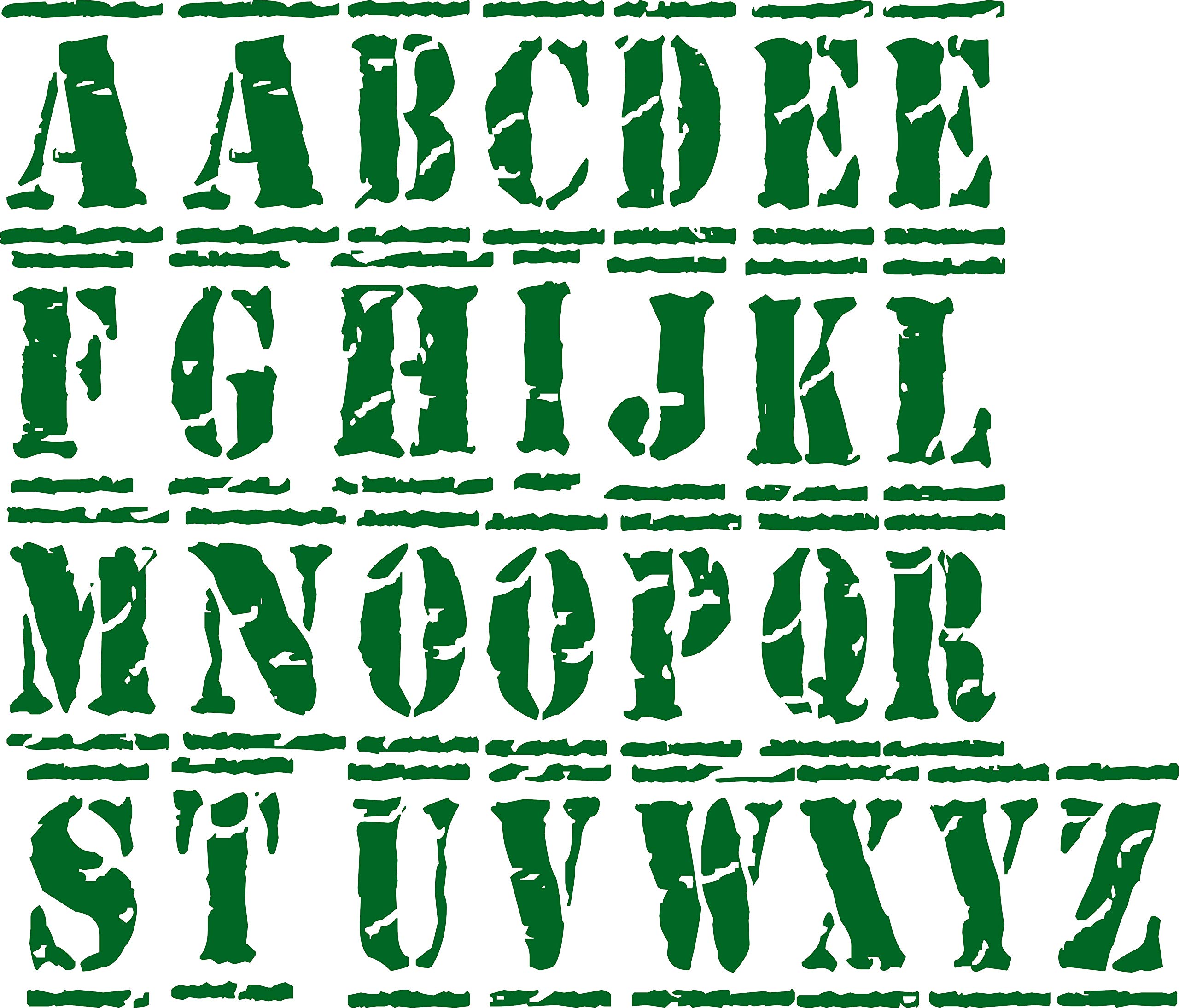 SEC Apparel Iron-On 3 Inch Old Stamp Style Alphabet Letters (Green) - Perfect for DIY T-Shirts, Jackets, Bags & Custom Clothing Projects